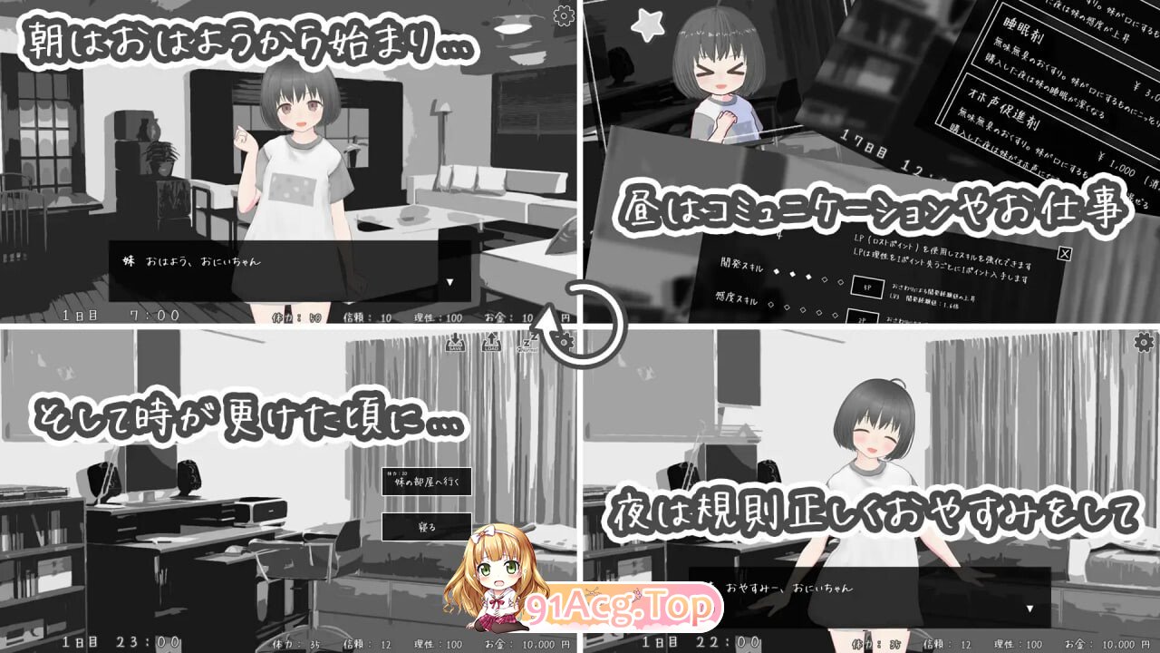 从将妹妹认知为雌性开始的三十个夜晚 妹をメスと認識してからの三十夜 v1.01 内嵌AI汉化版+自由模式 双端 预览图