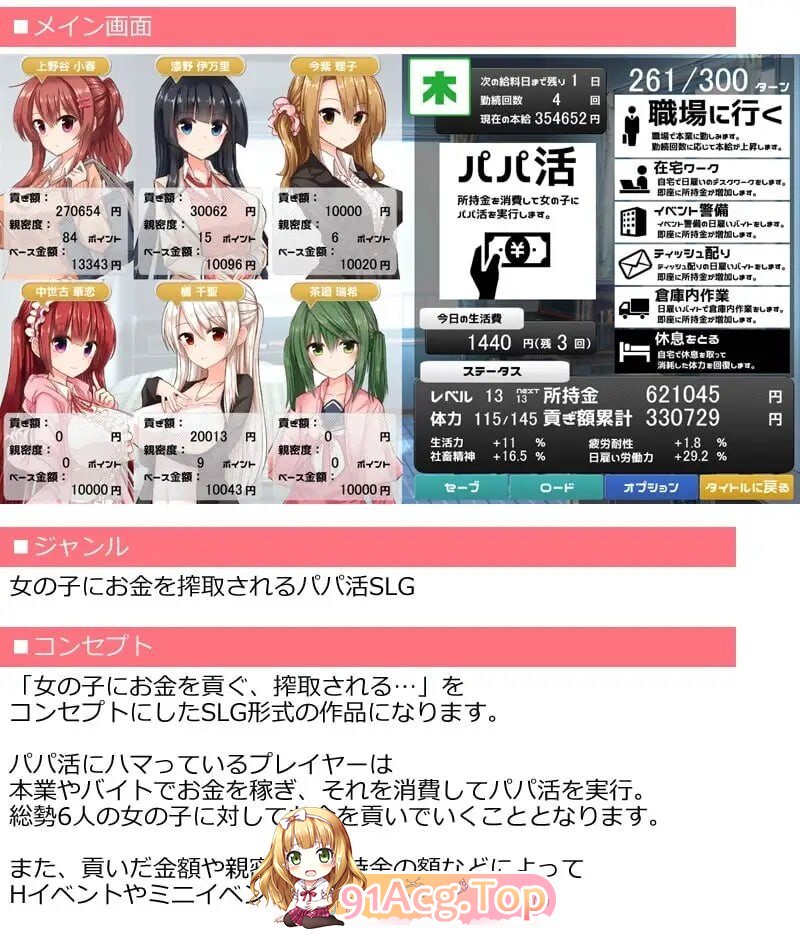 ヒロイン全員お財布狙い!～お金を稼いで女の子に貢ぐパパ活SLG PC端 汉化版 预览图