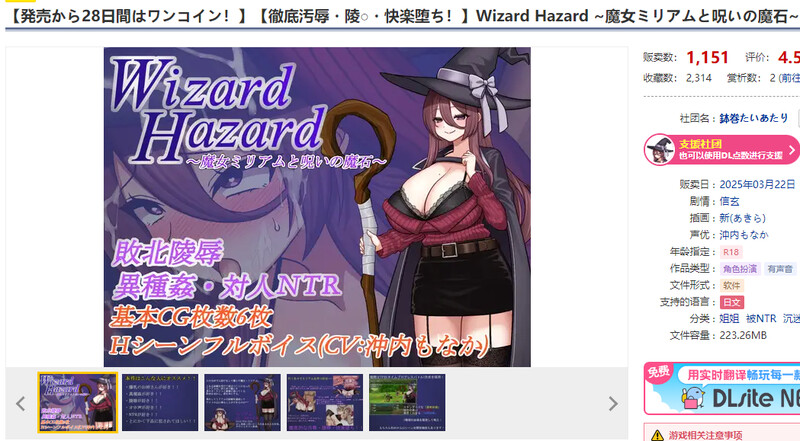 Hazard ~魔女米里亚姆与诅咒魔石~（Wizard Hazard ~魔女ミリアムと呪いの魔石~）V1. PC端 汉化版 预览图