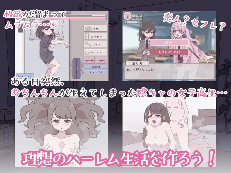 ～特殊角色阴角的群像互动模拟～（ふたモテ生活 ～ふたなり陰キャのハーレムシミュレーション～）V1.0 AI PC端 官中版 预览图